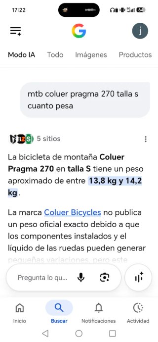 Bicicleta MTB Coluer Pragma,talla S,13,8-14,2 kg