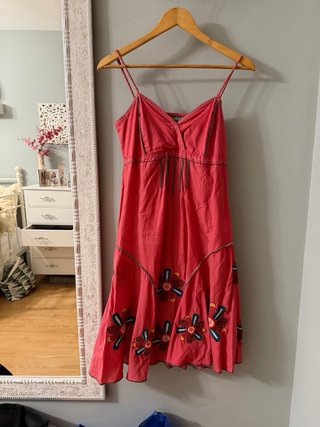 Vestido Desigual Rojo Estampado Flores