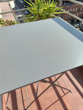 Mesa plegable terraza metal gris