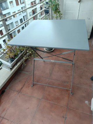 Mesa plegable terraza metal gris