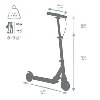 Patinete Ajustable  Scooter Niños Oxelo MID5 Gris con freno
