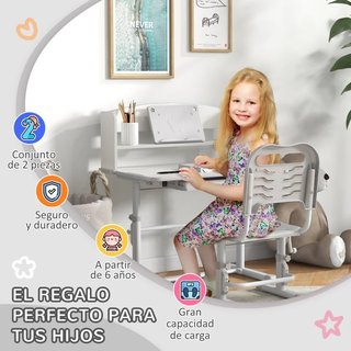 Pupitre infantil con silla y estantería