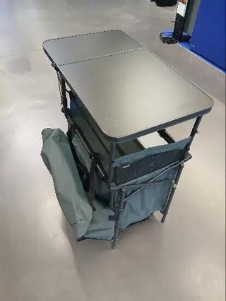 Mueble de cocina de camping L, plegable y con mampara