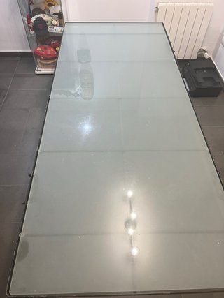 Mesa cristal 200x85 patas acero