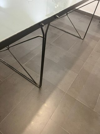 Mesa cristal 200x85 patas acero
