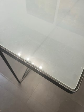 Mesa cristal 200x85 patas acero