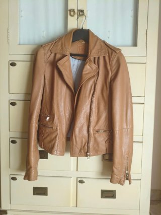 Chaqueta Biker Piel Massimo Dutti Marrón