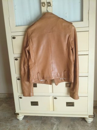 Chaqueta Biker Piel Massimo Dutti Marrón