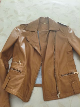 Chaqueta Biker Piel Massimo Dutti Marrón