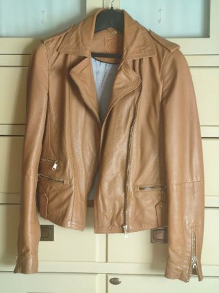 Chaqueta Biker Piel Massimo Dutti Marrón