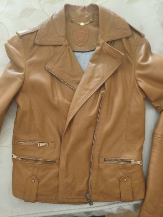 Chaqueta Biker Piel Massimo Dutti Marrón