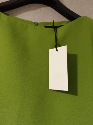 Vestido Zara Asimétrico Verde Manzana Talla S