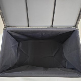Baúl De Jardín en Rattan PE, Cofre De Exterior Con Patas Antideslizantes Y Recubrimiento Interno En Tejido Impermeable, 76X45X48Cm, Gris
