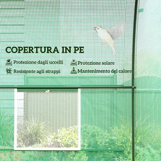Invernadero de Jardín en Túnel con Puerta Enrollable, Invernadero para Huerto con 4 Ventanas de PE, Estructura de Tubo de Acero Pintado y 2 Refuerzos Diagonales, 2.5X2X2M, Verde
