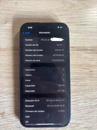 iPhone 15 128 gb 83% Batería Negro
