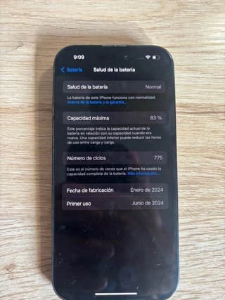 iPhone 15 128 gb 83% Batería Negro