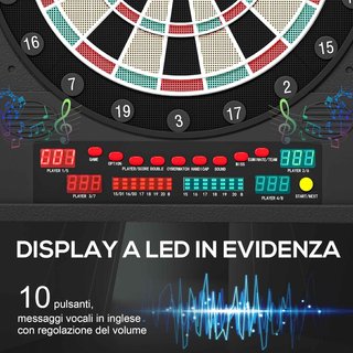 Objetivo de Dardos Electrónico con 6 Pantallas, Objetivo Profesional con 12 Dardos Incluidos y 27 Modos de Juego, para 8 Personas, 51X6.5X57Cm, Negro
