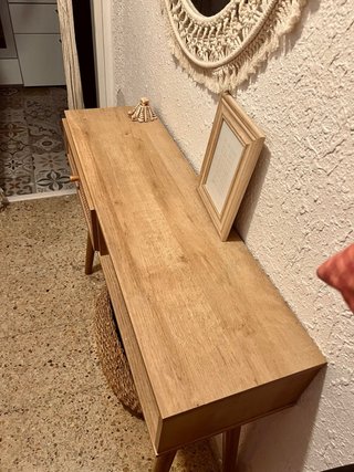 Consola recibidor ratán y madera