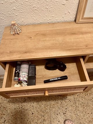 Consola recibidor ratán y madera