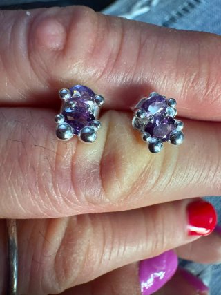 Pendientes Oso Plata S925 Morado