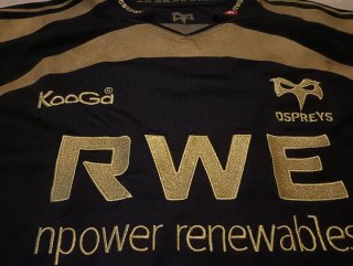 Camiseta Rugby Ospreys Negra y Dorada