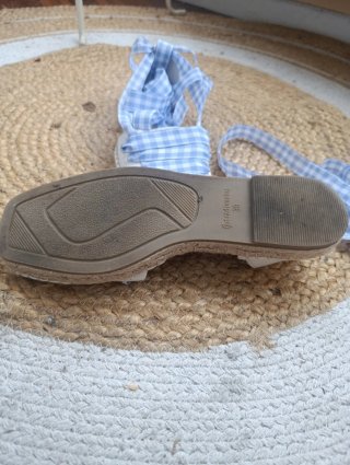 Alpargatas con Lazos Cuadros Azul y Blanco
