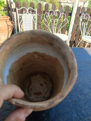 Albarello antico in terracotta, farmacia, vaso