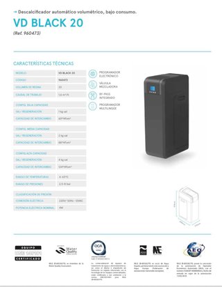 Descalcificador VDBLACK 20+Prefiltro de particulas