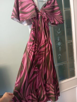 Vestido mujer estampado rosa y marrón
