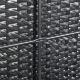 Baúl De Jardín De Ratán Y Acero, Contenedor De Exterior Con Tapa 95X60X53Cm, Negro