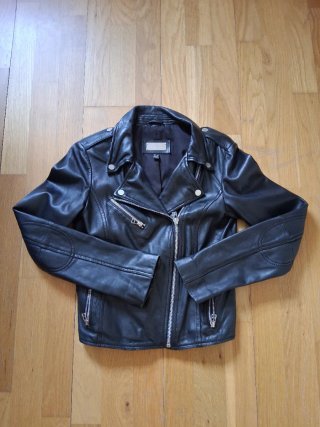 Chaqueta cuero Mango mujer negra