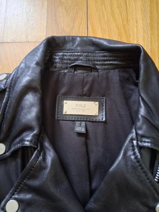 Chaqueta cuero Mango mujer negra