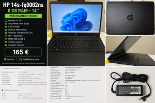 HP 14s-fq0002ns 8GB RAM 14 AMD Athlon