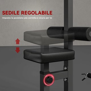 Estación Fitness Pull Down, Power Tower Multifuncional para Gimnasio en Casa Con Banco Regulable a 3 Niveles, de Acero para Home Gym Casa, 107X120X190Cm, Negro