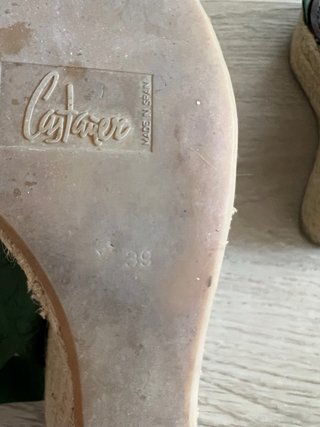 Alpargatas Castañer cuña verde y beige