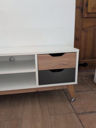 Mueble TV Nórdico Blanco y Madera