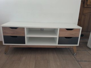 Mueble TV Nórdico Blanco y Madera