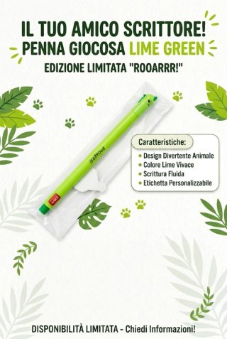 Penna Legami Drago Rooarrr! Lime Green