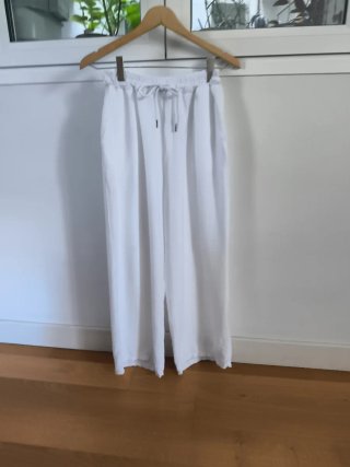 Pantalón ancho moda italiana blanco