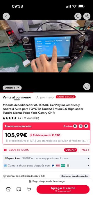 Módulo CarPlay Toyota