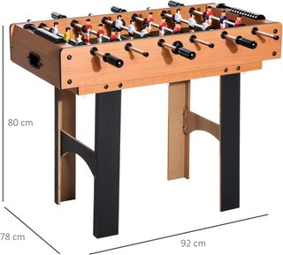 Mesa Multijuego 4 en 1 Con Futbolín, Billar, Ping Pong Y Hockey De Mesa, Mesa De Juego Con Accesorios, en Madera MDF, Madera Natural Y Negra