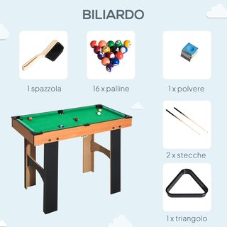 Mesa Multijuego 4 en 1 Con Futbolín, Billar, Ping Pong Y Hockey De Mesa, Mesa De Juego Con Accesorios, en Madera MDF, Madera Natural Y Negra
