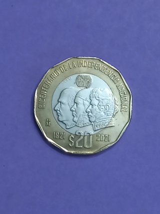 Moneda $20 Bicentenario de la Independencia México