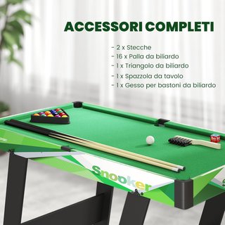 Mesa De Billar Plegable Con Accesorios, Que Incluye Queues De Billar, Bolas, Triángulo Y Cepillo, Mesa De Billar Profesional Para Adultos, 104X55.5X68 Cm