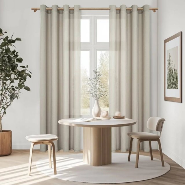 Cortinas tipo Lino fino Beige 210x140 cinta