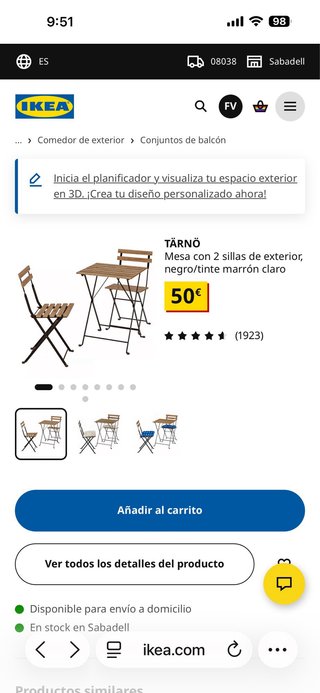 Mesa y sillas plegable exterior madera Ikea