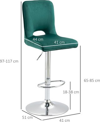 Set de 2 Taburetes de Bar Modernos y Giratorios con Respaldo Alto y Reposapiés, Taburetes de Cocina Acolchados con Altura Ajustable en Tejido Verde, 41X51X97-117Cm