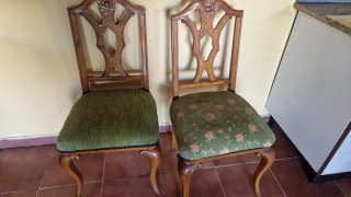 Juego de 2 sillas de comedor madera y tela