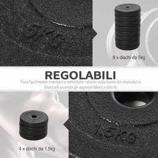 Set de Mancuernas de Gimnasio 50Kg (8X5Kg, 4X1.5Kg), Pesas de Gimnasio Con 12 Discos de 1.5Kg, 5Kg, Φ25Mm, para Entrenamiento en Casa
