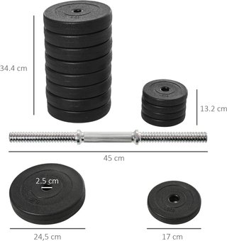 Set de Mancuernas de Gimnasio 50Kg (8X5Kg, 4X1.5Kg), Pesas de Gimnasio Con 12 Discos de 1.5Kg, 5Kg, Φ25Mm, para Entrenamiento en Casa